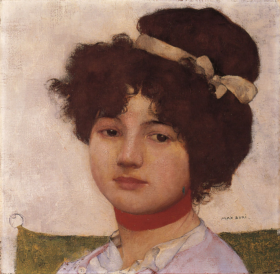Kopf eines jungen Madchens mit Hals-und Haarband